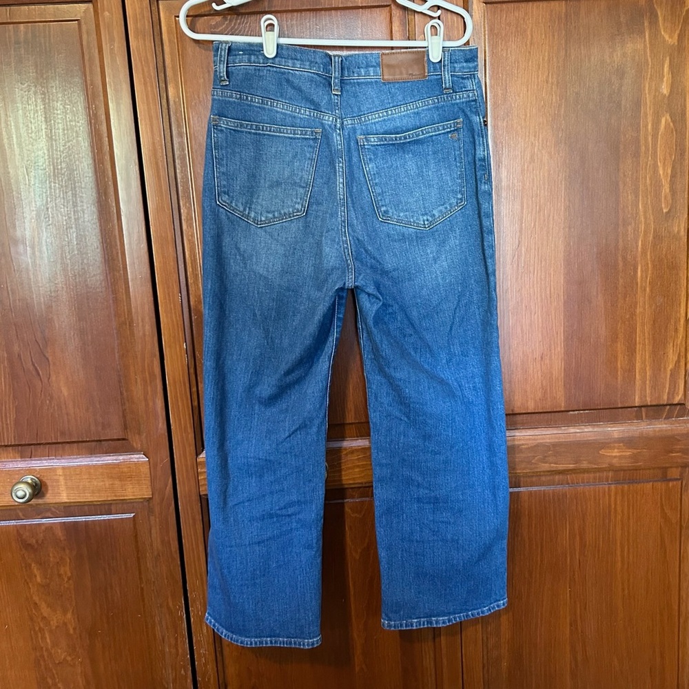 Madewell High Rise Button-Fly Straight Crop Jeans in Medium Blue - Picture 7 of 8